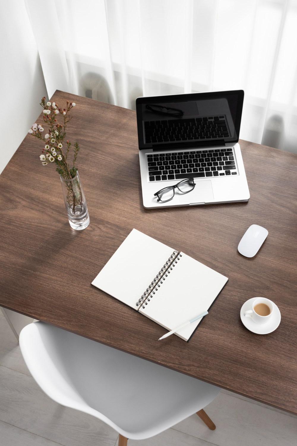 Open notebook on a desk
