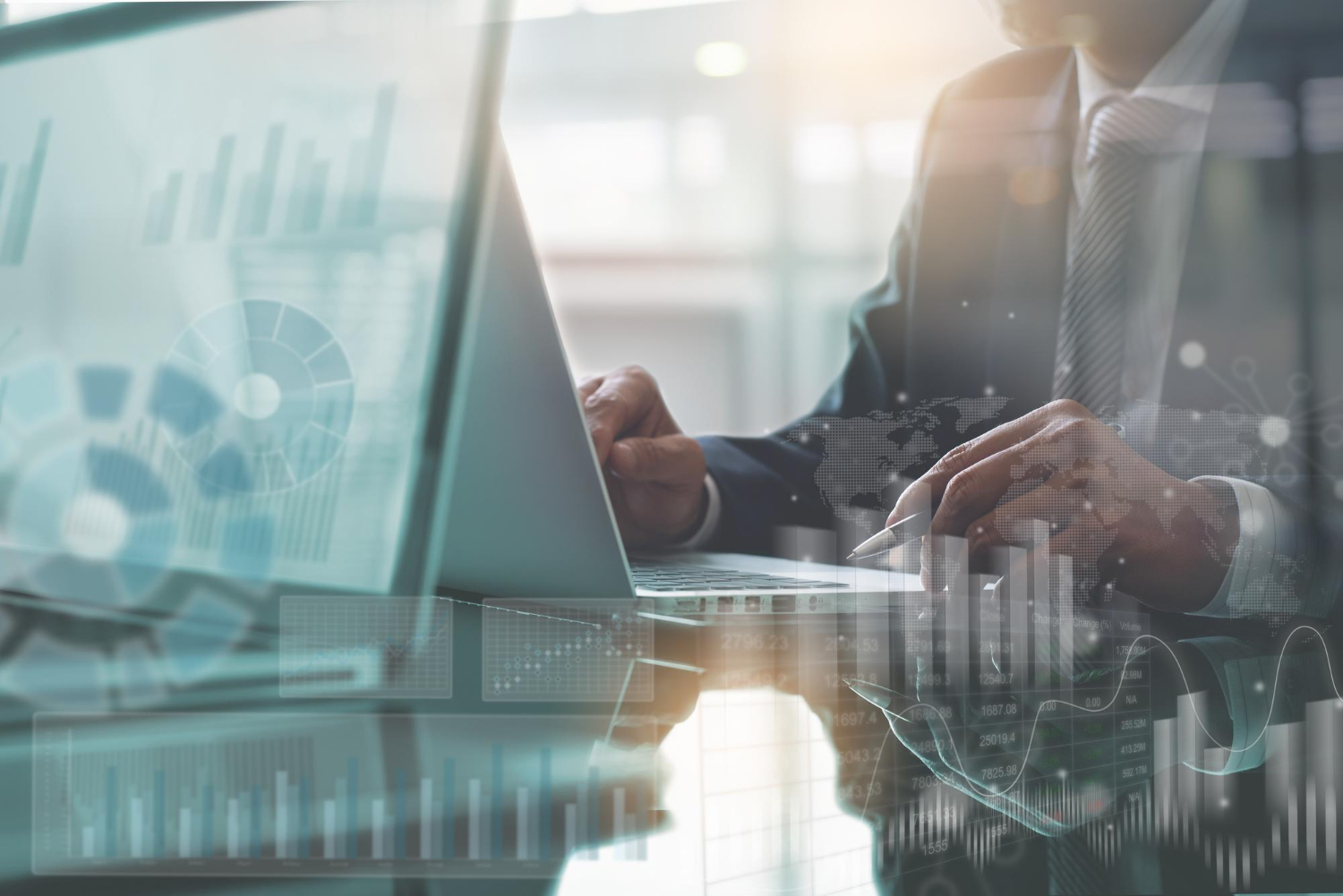 Marketing operator analyzing performance data